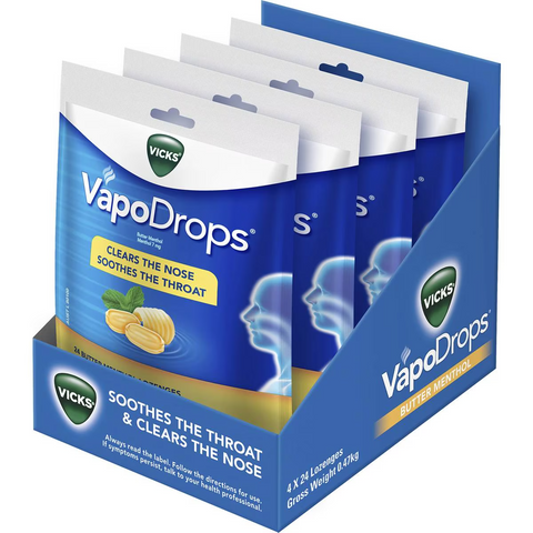 Vicks Vapodrop Throat Lozenges Butter Menthol 24 Pack