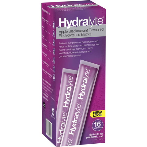 Hydralyte Electrolyte Ice Blocks Apple Blackcurrant 16 Pack