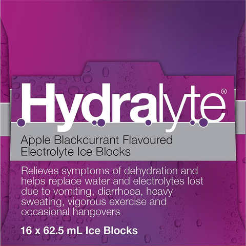 Hydralyte Electrolyte Ice Blocks Apple Blackcurrant 16 Pack