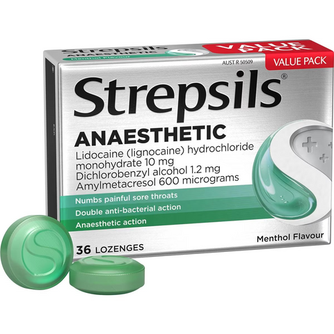 Strepsils Plus Anaesthetic Sore Throat Numbing Pain Relief Lozenges 36 Pack