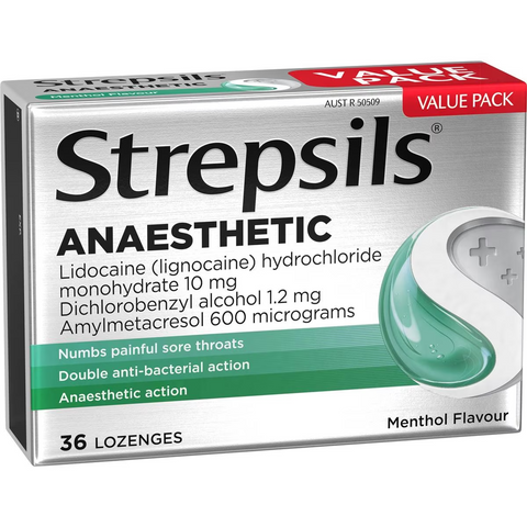 Strepsils Plus Anaesthetic Sore Throat Numbing Pain Relief Lozenges 36 Pack