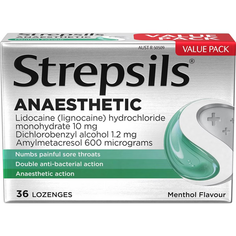 Strepsils Plus Anaesthetic Sore Throat Numbing Pain Relief Lozenges 36 Pack