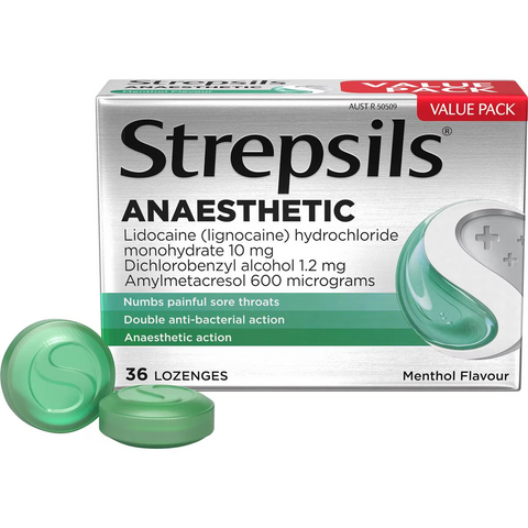 Strepsils Plus Anaesthetic Sore Throat Numbing Pain Relief Lozenges 36 Pack