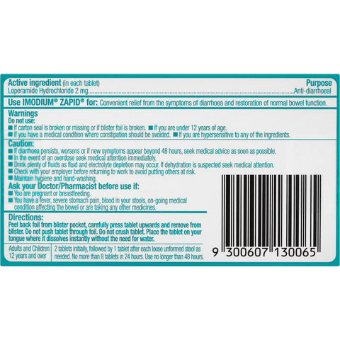 Imodium Zapid Diarrhoea Relief Dissolving Tablets 6 Pack