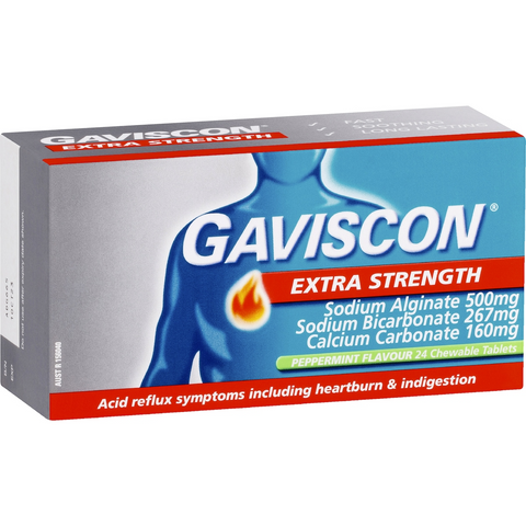 Gaviscon Extra Strength Peppermint Tablets For Acid Reflux Relief 24 Pack