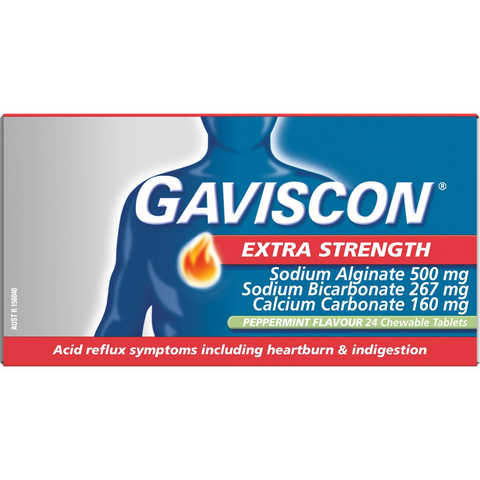 Gaviscon Extra Strength Peppermint Tablets For Acid Reflux Relief 24 Pack