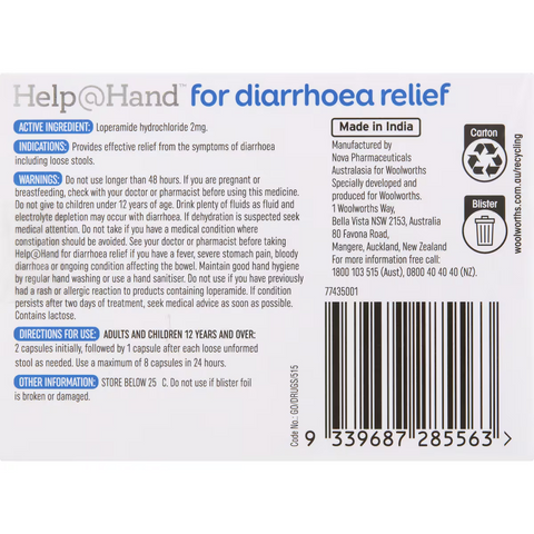 Help@hand Diarrhoea Relief Capsules 8 Pack