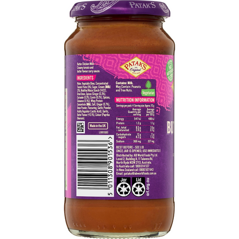 Patak's Mild Butter Chicken Simmer Sauce 450g