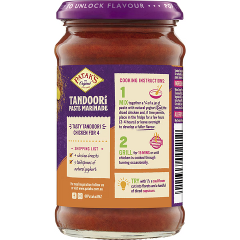 Patak's Mild Tandoori Indian Paste Marinade 295g