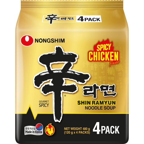 Nongshim Shin Ramyun Noodle Soup Spicy Chicken 4 Pack 480g