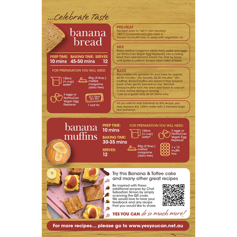 YesYouCan Gluten & Dairy Free Banana Bread Mix 400g