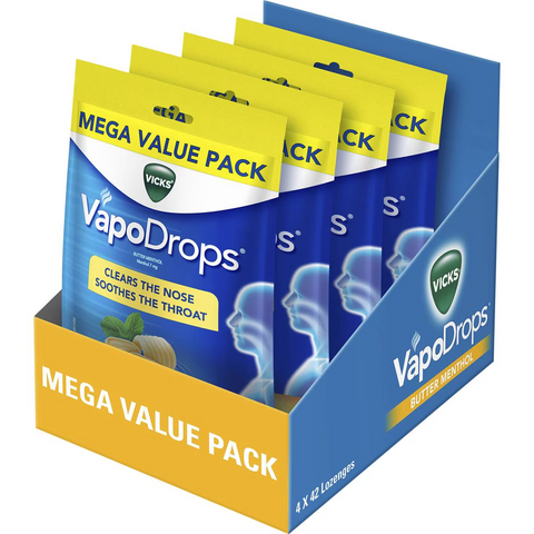 Vicks Vapodrops Throat Lozenges Butter Menthol 42 Pack