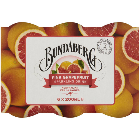 Bundaberg Pink Grapefruit Sparkling Drink 200ml X6 Pack