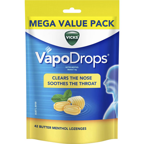 Vicks Vapodrops Throat Lozenges Butter Menthol 42 Pack