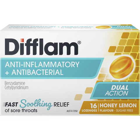 Difflam Sore Throat Lozenges Honey & Lemon 16 Pack