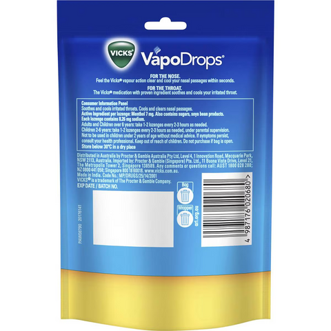 Vicks Vapodrops Throat Lozenges Butter Menthol 42 Pack