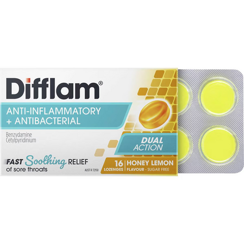 Difflam Sore Throat Lozenges Honey & Lemon 16 Pack