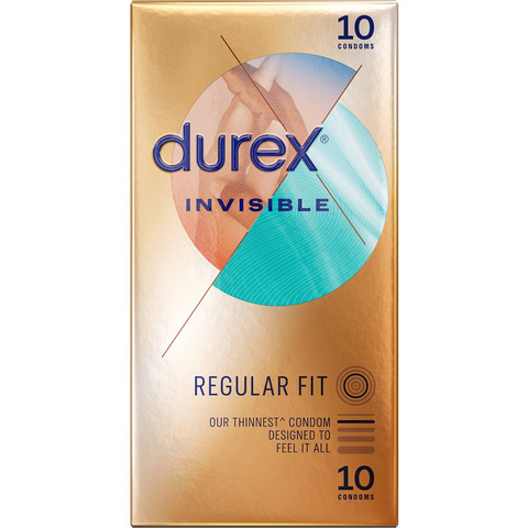 Durex Invisible Ultra Thin Regular Fit Condoms 10 Pack