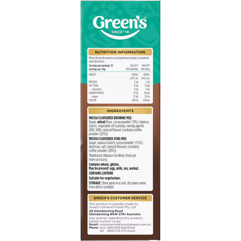 Green's Deluxe Mocha Brownie Mix 500g