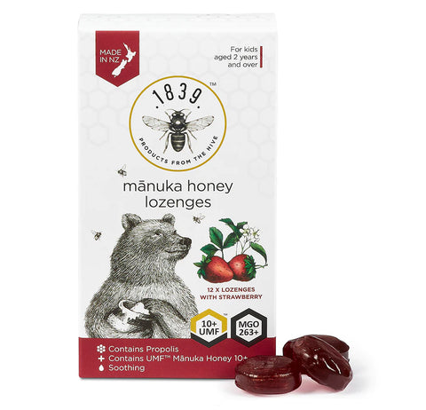 1839 Honey UMF 10+ Mānuka Honey Lozenges With Strawberry for Kids 12Pk