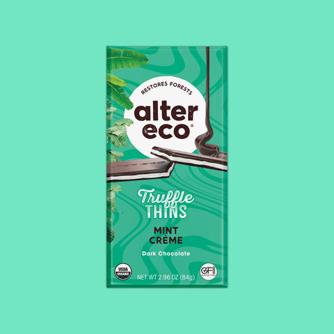 Alter Eco Mint Crème Truffle Thins Organic Dark Chocolate 84g