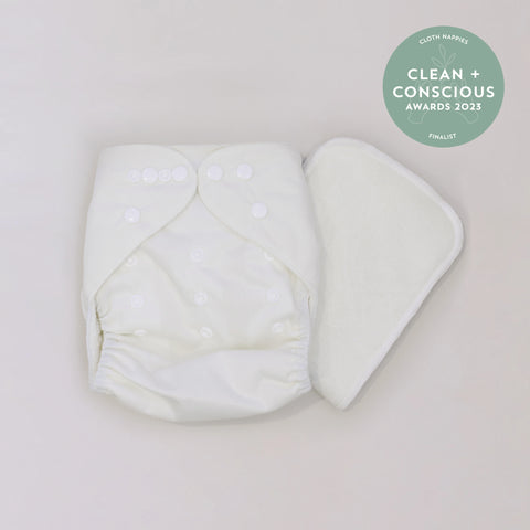 Pandas by Luvme Bamboo Cloth Nappy & Insert | NATURAL 1 Pk